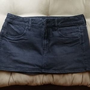 Black mini denim skirt